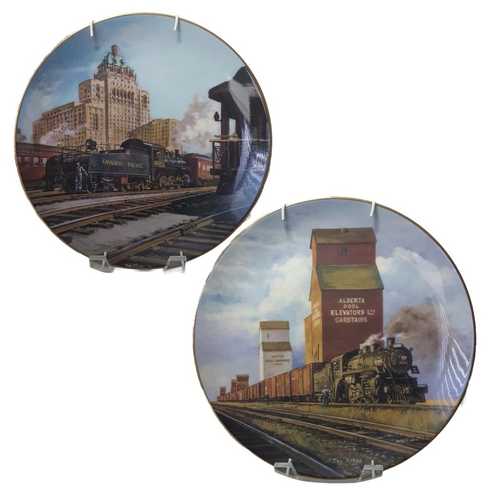 Set of 2 STEAM ON THE CPR Collectors Plates Canadian Pacific Railways CP Rail